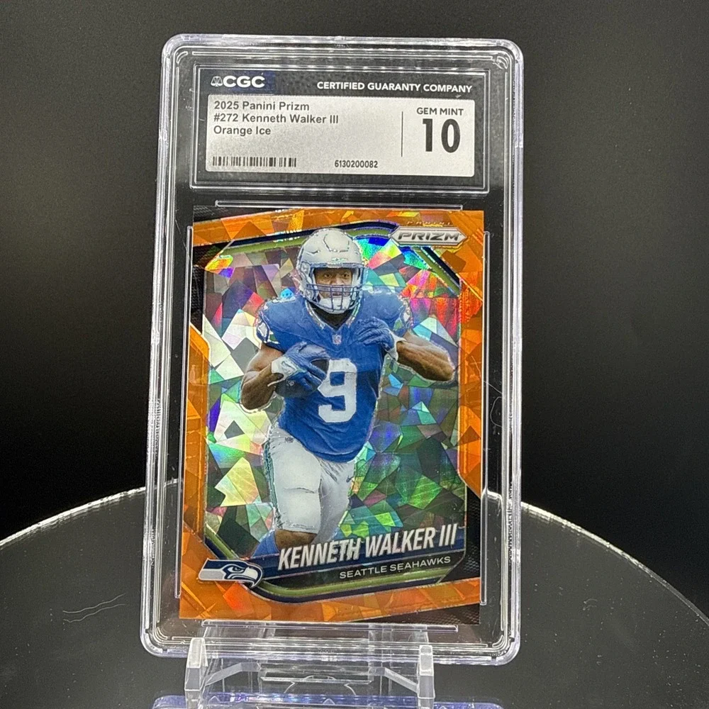 2025 Panini Prizm Kenneth Walker III #272 Orange Ice CGC Gem 10